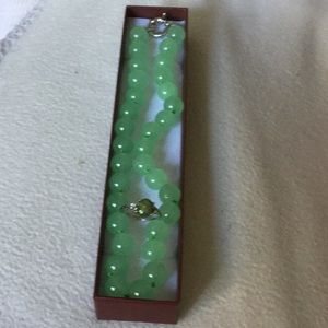 Jade necklace and opal ring ring set